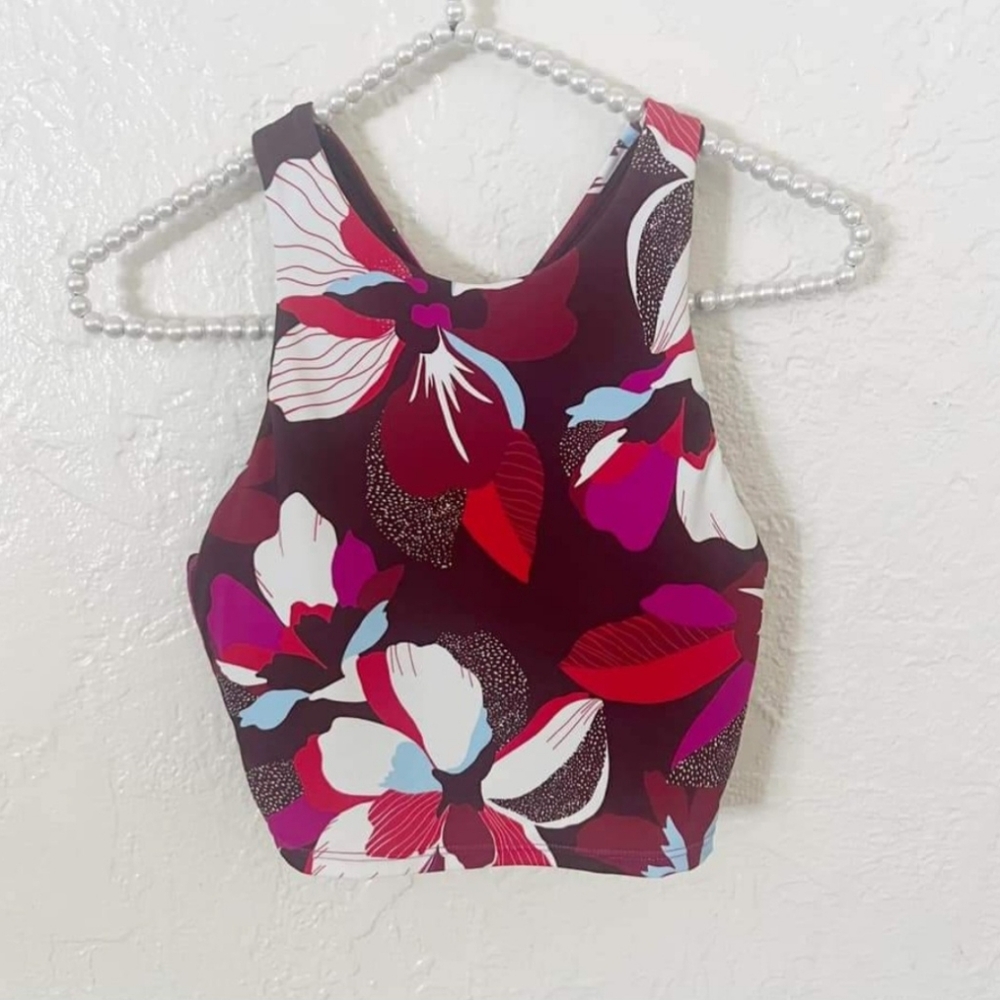 athleta conscious crop swim hero bloom decadent